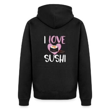 I Love Sushi 2I Love Sushi Japanese Food Japanese - Unisex Premium Bio Zip Hoodie - Schwarz - Hinten - Nico (187cm)
