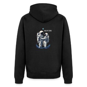 Verliebtes Astronautenpaar - Unisex Premium Bio Zip Hoodie - Schwarz - Hinten - Nico (187cm)
