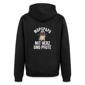 Dog Mop Dad Dog Dad Pug - Unisex Premium Organic Zip Hoodie - black - Back - Nico (187cm)