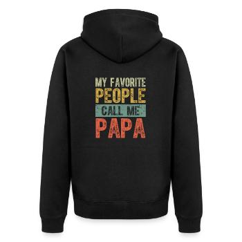 My Favorite People Call Me Papa Vintage Dad Father - Unisex Premium Organic Zip Hoodie - black - Back - Nico (187cm)