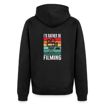 Video Editor Filmemacher Videofilmer - Unisex Premium Bio Zip Hoodie - Schwarz - Hinten - Nico (187cm)