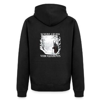 Krampus T | Krampus Kostüm | Dämonischer - Unisex Premium Bio Zip Hoodie - Schwarz - Hinten - Nico (187cm)