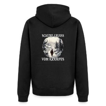 Krampus Maske | Krampus Kostüm | Germanische - Unisex Premium Bio Zip Hoodie - Schwarz - Hinten - Nico (187cm)