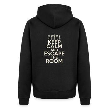 Escape Room - Unisex Premium Bio Zip Hoodie - Schwarz - Hinten - Nico (187cm)