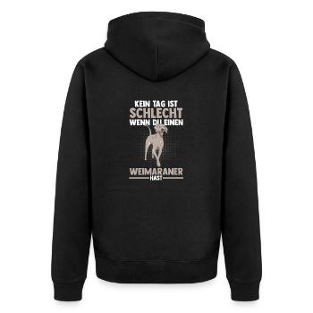 Hund Weimaraner - Unisex Premium Bio Zip Hoodie - Schwarz - Hinten - Nico (187cm)