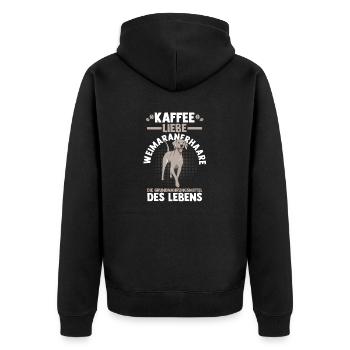 Hund Kaffee Weimaraner - Unisex Premium Bio Zip Hoodie - Schwarz - Hinten - Nico (187cm)