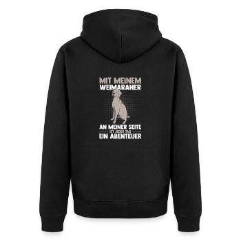 Hund Weimaraner - Unisex Premium Bio Zip Hoodie - Schwarz - Hinten - Nico (187cm)