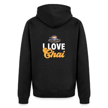 Chai Tea Masala Chai - Unisex Premium Organic Zip Hoodie - black - Back - Nico (187cm)