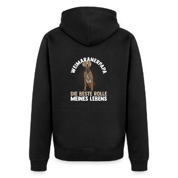 Hund Hundepapa Vater Weimaranerpapa Weimaraner - Unisex Premium Bio Zip Hoodie - Schwarz - Hinten - Nico (187cm)