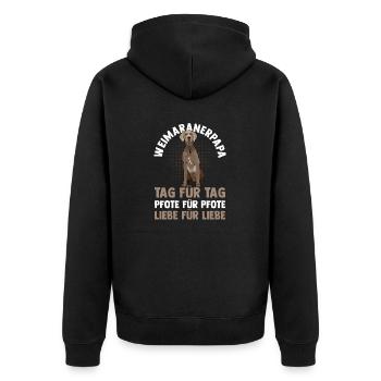 Hund Hundepapa Vater Weimaranerpapa Weimaraner - Unisex Premium Bio Zip Hoodie - Schwarz - Hinten - Nico (187cm)