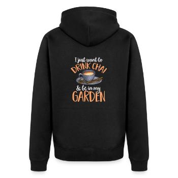Chai Tea Masala Chai - Unisex Premium Organic Zip Hoodie - black - Back - Nico (187cm)
