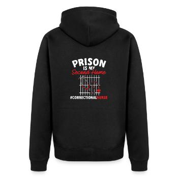 Krankenschwester Strafvollzug Gefängnis - Unisex Premium Bio Zip Hoodie - Schwarz - Hinten - Nico (187cm)