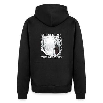 Krampus Maske Krampus Kostüm Kramperl Böser - Unisex Premium Bio Zip Hoodie - Schwarz - Hinten - Nico (187cm)