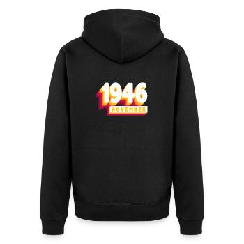 Novembre 1946 77 Ans Homme Femme Anniversaire - Veste à capuche bio Premium Unisexe - noir - Dos - Nico (187cm)