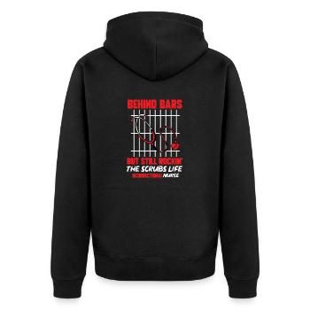 Krankenschwester Strafvollzug Gefängnis - Unisex Premium Bio Zip Hoodie - Schwarz - Hinten - Nico (187cm)