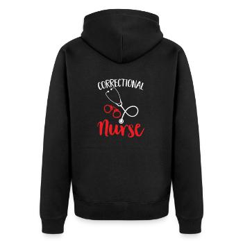 Krankenschwester Strafvollzug Gefängnis - Unisex Premium Bio Zip Hoodie - Schwarz - Hinten - Nico (187cm)