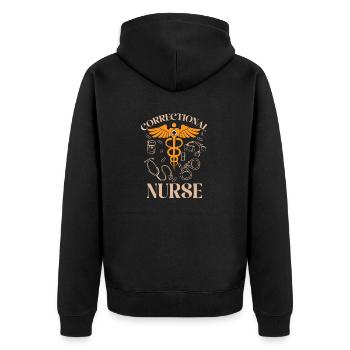 Krankenschwester Strafvollzug Gefängnis - Unisex Premium Bio Zip Hoodie - Schwarz - Hinten - Nico (187cm)
