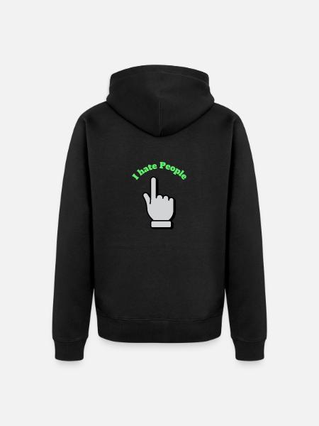 I hate people - Unisex Premium Bio Zip Hoodie - Schwarz