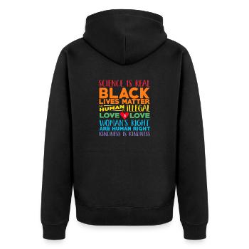 Wissenschaft ist echt Black Lives Matter Regenbogen LGBT - Unisex Premium Bio Zip Hoodie - Schwarz - Hinten - Nico (187cm)