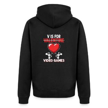 Videospiel Valentinstag Jugend Gamer Gaming - Unisex Premium Bio Zip Hoodie - Schwarz - Hinten - Nico (187cm)
