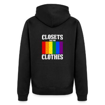 Vintage Rainbow Flag Closets Are For Clothes Pride - Unisex Premium Organic Zip Hoodie - black - Back - Nico (187cm)