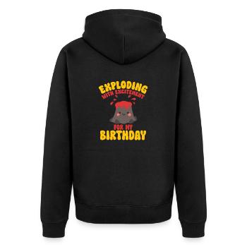 Vulkan Geologie Vulkanologie Lava - Unisex Premium Bio Zip Hoodie - Schwarz - Hinten - Nico (187cm)