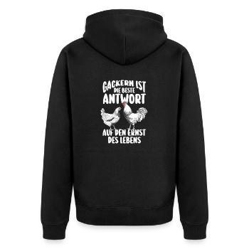 Huhn Bauer Bauernhof Küken Landwirt Hühner - Unisex Premium Bio Zip Hoodie - Schwarz - Hinten - Nico (187cm)