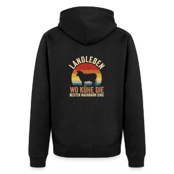 Kuh Bauer Bauernhof Kuhbauer Kühe - Unisex Premium Bio Zip Hoodie - Schwarz - Hinten - Nico (187cm)
