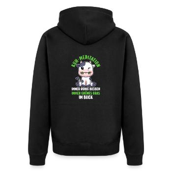 Kuh Bauer Bauernhof Kuhbauer Kühe - Unisex Premium Bio Zip Hoodie - Schwarz - Hinten - Nico (187cm)