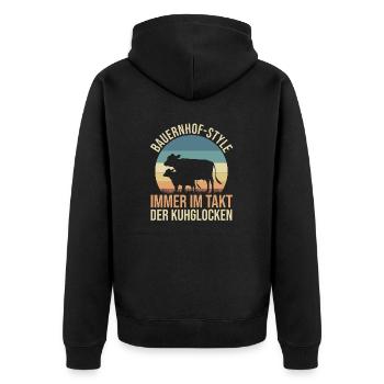 Kuh Bauer Bauernhof Kuhbauer Kühe - Unisex Premium Bio Zip Hoodie - Schwarz - Hinten - Nico (187cm)