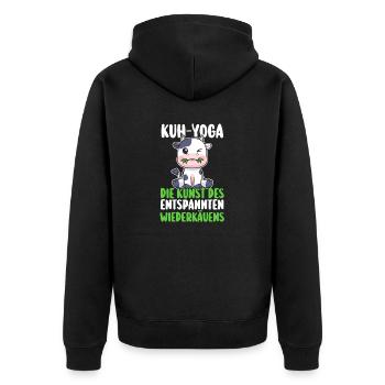 Kuh Bauer Bauernhof Kuhbauer Kühe - Unisex Premium Bio Zip Hoodie - Schwarz - Hinten - Nico (187cm)