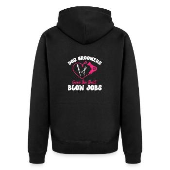 Salon de coiffure pour chiens - Veste à capuche bio Premium Unisexe - noir - Dos - Nico (187cm)