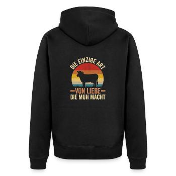 Kuh Bauer Bauernhof Kuhbauer Kühe - Unisex Premium Bio Zip Hoodie - Schwarz - Hinten - Nico (187cm)