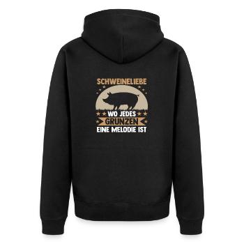 Schwein Schweinebauer Bauernhof Schweine - Unisex Premium Bio Zip Hoodie - Schwarz - Hinten - Nico (187cm)