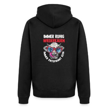 Kuh Bauer Bauernhof Kuhbauer Kühe - Unisex Premium Bio Zip Hoodie - Schwarz - Hinten - Nico (187cm)
