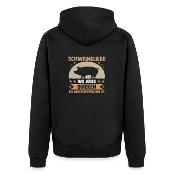 Schwein Schweinebauer Bauernhof Schweine - Unisex Premium Bio Zip Hoodie - Schwarz - Hinten - Nico (187cm)