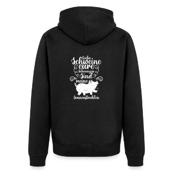 Schwein Schweinebauer Bauernhof Schweine - Unisex Premium Bio Zip Hoodie - Schwarz - Hinten - Nico (187cm)