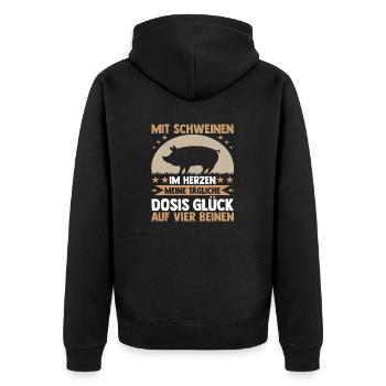 Schwein Schweinebauer Bauernhof Schweine - Unisex Premium Bio Zip Hoodie - Schwarz - Hinten - Nico (187cm)