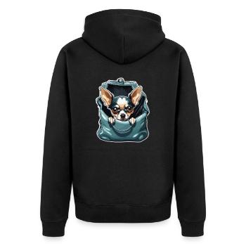 Chihuahua / kleiner Hund / Tier / winzig / Rasse - Unisex Premium Bio Zip Hoodie - Schwarz - Hinten - Nico (187cm)