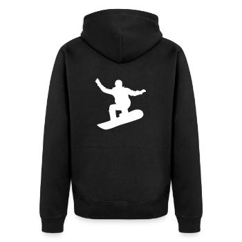 Snowboarding, Halfpipe, Winter sports, Ski packages - Unisex Premium Organic Zip Hoodie - black - Back - Nico (187cm)