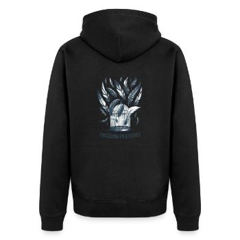 Freedom Feathers : S’envoler vers la libération - Veste à capuche bio Premium Unisexe - noir - Dos - Nico (187cm)