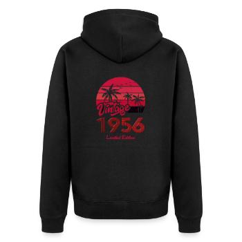 Jahrgang 1956 Limitierte Auflage Rot - Unisex Premium Bio Zip Hoodie - Schwarz - Hinten - Nico (187cm)