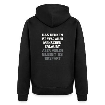 Il est vrai que tout le monde a le droit de penser. Citer - Veste à capuche bio Premium Unisexe - noir - Dos - Nico (187cm)