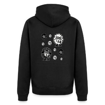 White Sheep and Black Sheep Herd - Unisex Premium Organic Zip Hoodie - black - Back - Nico (187cm)
