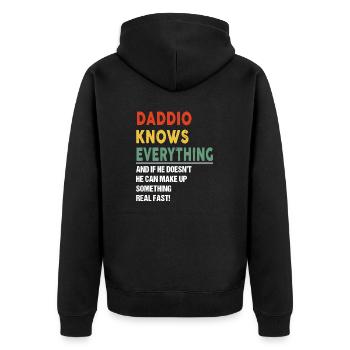 Daddio Knows Everything Father's Day Daddio - Unisex Premium Bio Zip Hoodie - Schwarz - Hinten - Nico (187cm)