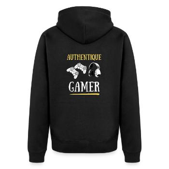 Authentique Gamer - Veste à capuche bio Premium Unisexe - noir - Dos - Nico (187cm)