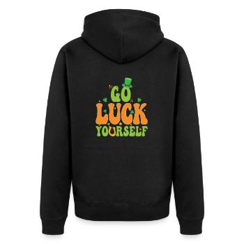 Green Looks Good On You St. Patrick's Day - Unisex Premium Organic Zip Hoodie - black - Back - Nico (187cm)