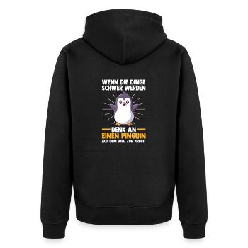 Cute Penguin - Unisex Premium Organic Zip Hoodie - black - Back - Nico (187cm)