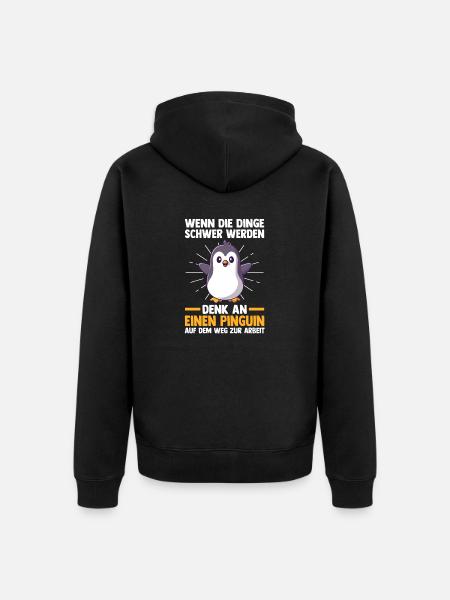 Cute Penguin - Unisex Premium Organic Zip Hoodie - black