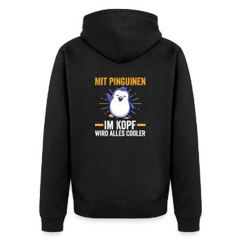 Süße Pinguin - Unisex Premium Bio Zip Hoodie - Schwarz - Hinten - Nico (187cm)